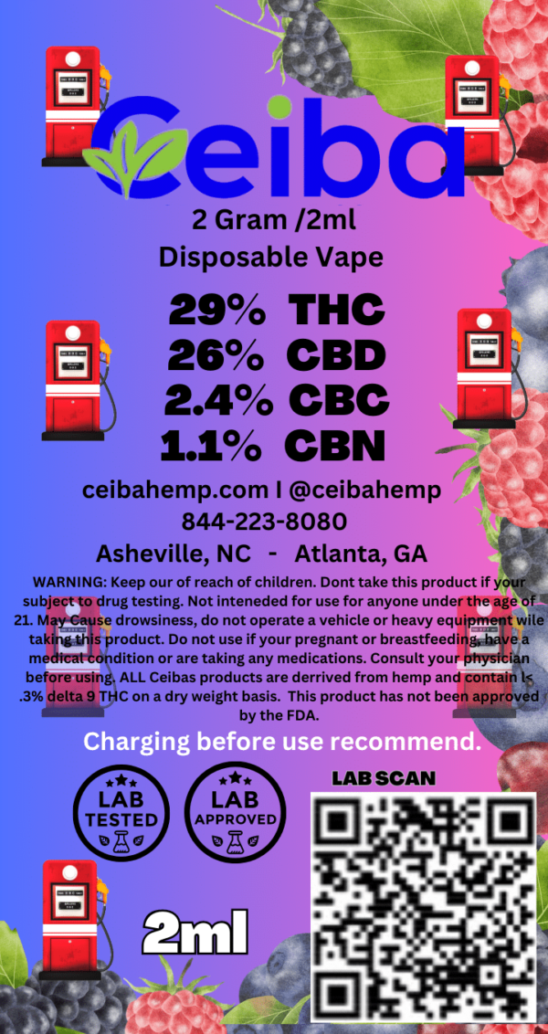 Ceiba hemp thca disposable vape label